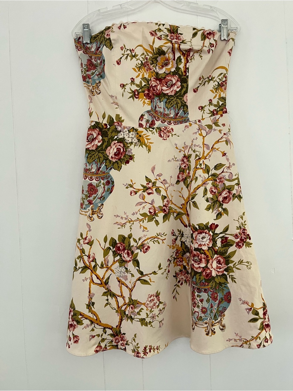 Moda International Floral Print Strapless Midi Fit Flare Dress Sz 8 CottageCore - Picture 9 of 16